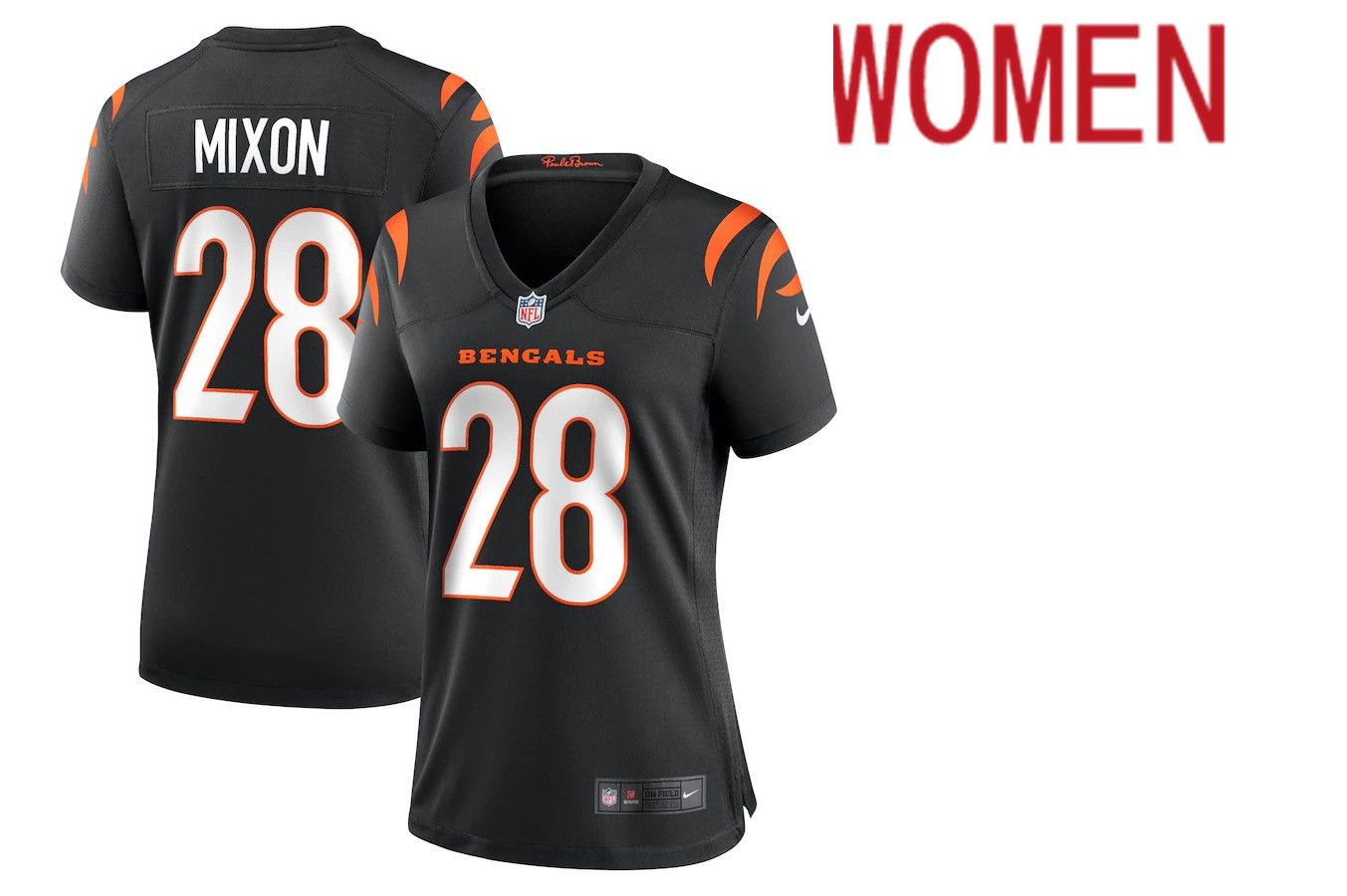 Women Cincinnati Bengals #28 Joe Mixon Nike Black Game NFL Jersey->women nfl jersey->Women Jersey